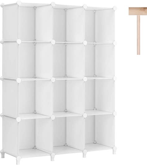 Cube Storage Organizer 12 Cube Closet Storage Shelves With Wooden Mallet Diy Closet Cabinet