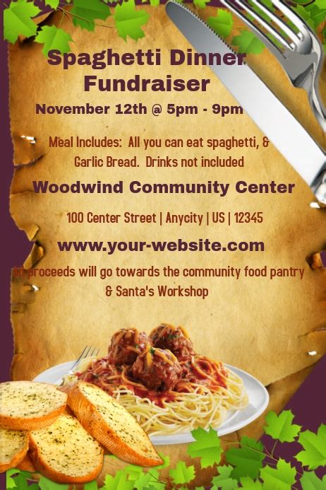 It has to convey a lot by showing just a little but with flipsnack your flyers can look professional too, no design skills required. Spaghetti Dinner Fundraiser template | PosterMyWall