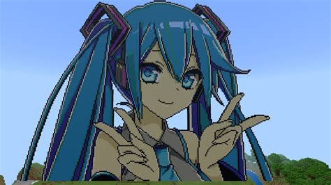 This Is My Hatsune Miku Pixel Art It Took Me 18h30 Rminecraft