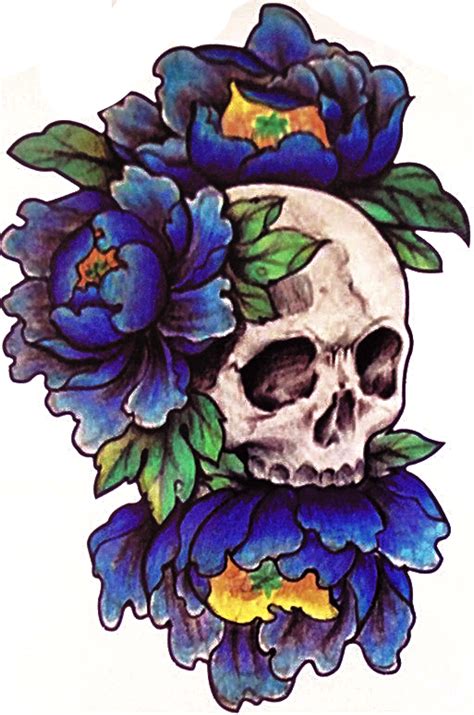 Skull Flower Temporary Tattoo Skull Tattoo Flowers Skull Rose Tattoos