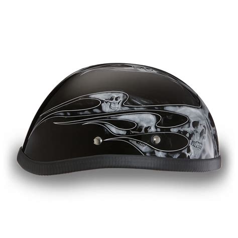 Daytona Helmets Skull Cap Eagle W Flames Silver Bike Motorcycle Helmet