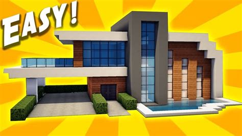 Minecraft Easy Modern House Tutorial How To Build A House Modern