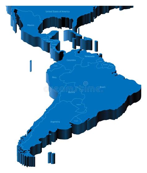 3d Map Of Latin America Map Of Latin America With National Borders And