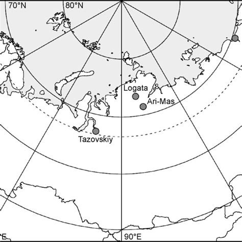Map Of Sampling Sites In The Siberian Arctic With The Dashed Line