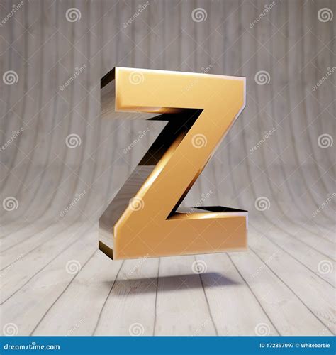 Golden Letter Z Uppercase On Wooden Floor Stock Illustration