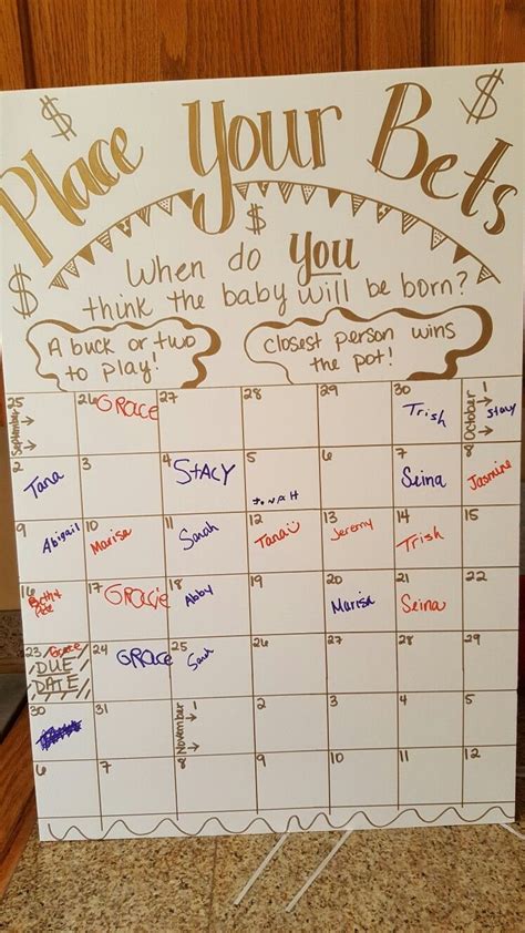 Other categories include the total hours of labor, eye color and hair color. DIY baby shower game - Place Your Bets Game Board | Diy ...