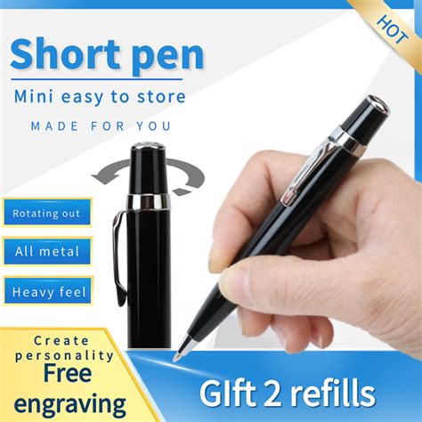 Short Rotary Metal Roller Ballpoint Pen Cute Mini Pocket Pen 1 Pen And