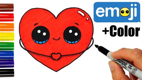 How To Draw Color A Heart Emoji Step By Step Easy And Cute Youtube