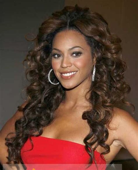 Sexy Beyonce Knowles Lace Front Wigs Long Curly Brown Human Hair