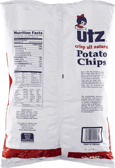 Nutrition Facts For Utz Potato Chips Blog Dandk