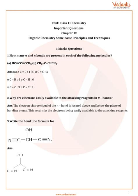 Important Questions For Cbse Class 11 Chemistry Chapter 12 Organic