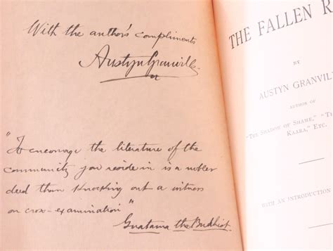 Austyn Granville The Fallen Race Ft Neely 1892 Signed First