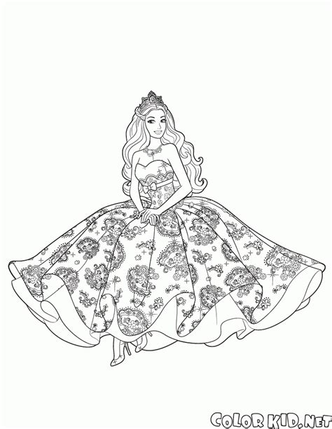 Children, especially girls love coloring pages on barbie. Coloring page - Barbie in a beautiful dress