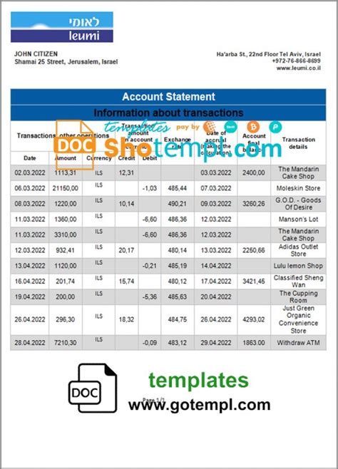 Doctempl Editable Educational Templates Statement Template Bank