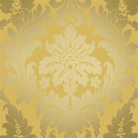 I Love Wallpaper Shimmer Metallic Grande Damask Wallpaper Mustard Gold
