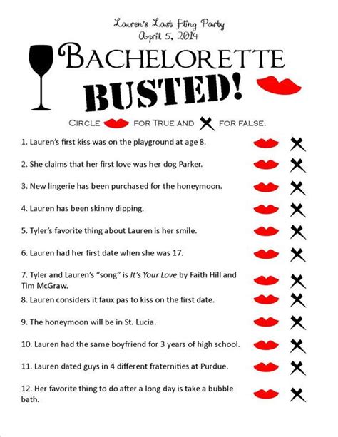 Bachelorette Busted Unique Printable Bachelorette Party Game Raunchy Bachelorette Party