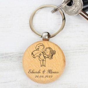 Llavero Personalizado Madera Boda Recuerdos Baby