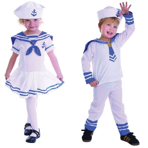Childrens Toddler Sailor Fancy Dress Costume Nautical Outfit Boy Girl