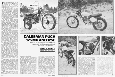 Dalesman Puch 125 Mx And 125e Cycle World Nov 1970