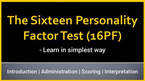 16 Personality Factor Test 16pf Personality Test In Psychology