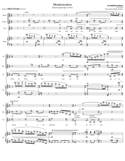 A Schoenberg Mondestrunken Pierrot Lunaire Op21 Sheet Music For