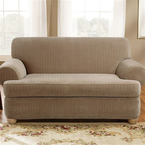 sure fit stretch pinstripe 2 piece t cushion sofa slipcover