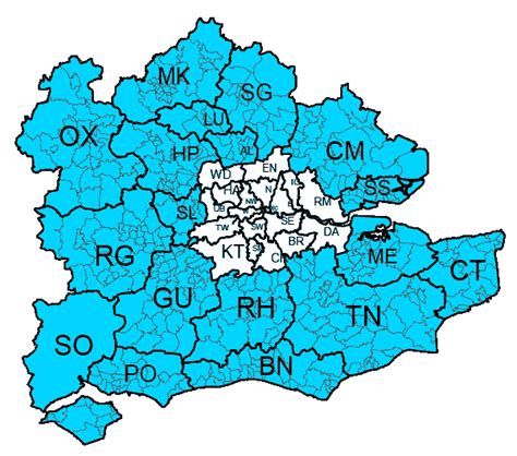 South east england in 1: south-east-postcode-map - Megacleaning