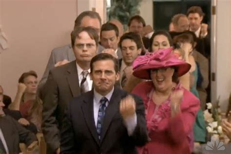 Jim and pam's relationship is outed to the rest of the office after a jealous toby files a pda complaint. 'The Office' wedding a YouTube homage - CSMonitor.com