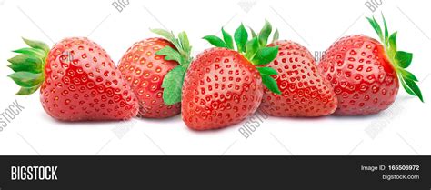 Five Ripe Strawberries Image And Photo Free Trial Bigstock