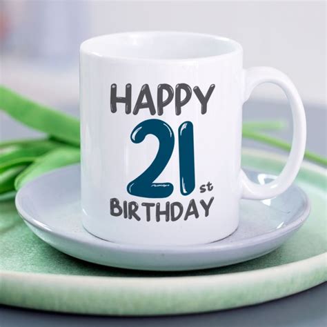 This expertly finished glass comes with a simple yet modern design, with the words. Personalised 21st Birthday Mug Blue | The Gift Experience