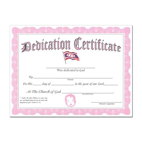 Child Baby Dedication Certificate Free Printable Template Within