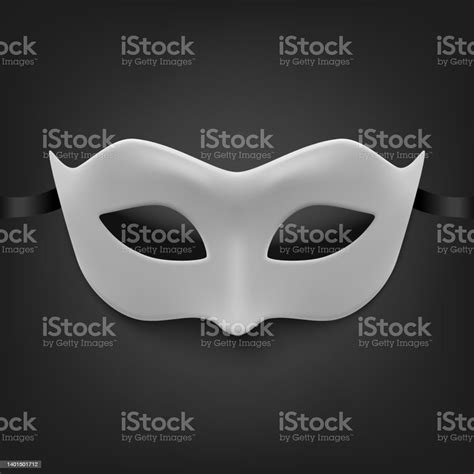 Vector 3d Realistic White Carnival Face Mask For Party Decoration