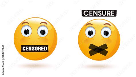Censored Symbol Set Emoticon Face With A Mouth Taped Up Emoji