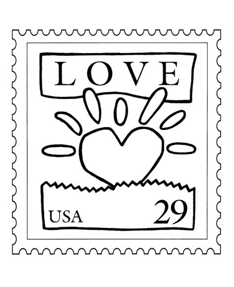 Bluebonkers Usps Love Stamp Coloring Pages Love Heart Stamp In 2022