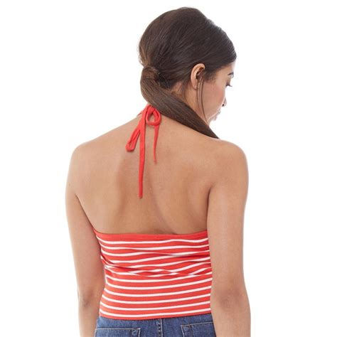 Buy Fluid Womens Striped Halter Neck Top Red Cream