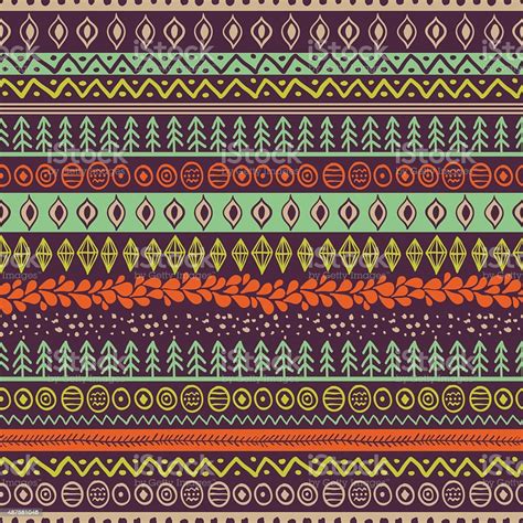 Vector Ethnic Seamless Pattern Hand Drawn Tribal Striped Ornament Stock