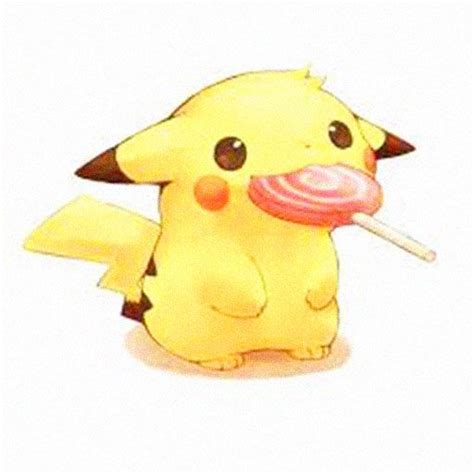 A Pikachu Holding A Lollipop In Its Mouth