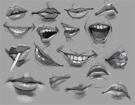 Page Of Lips Lip Drawing Practice Using Ref Digitalpainting