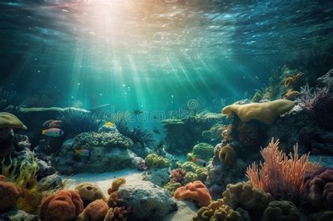 Underwater Life Of Coral Reefs Corals And Fishes Under Water Marine