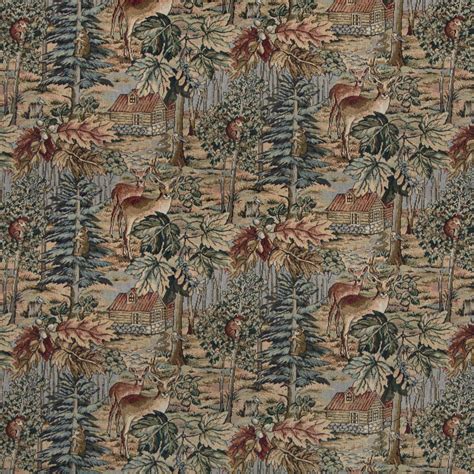 Wilderness Themed Tapestry Upholstery Fabric By The Yard