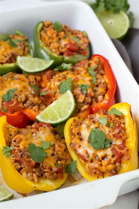 Ground Turkey Stuffed Peppers With Quinoa Spoonful Of Flavor