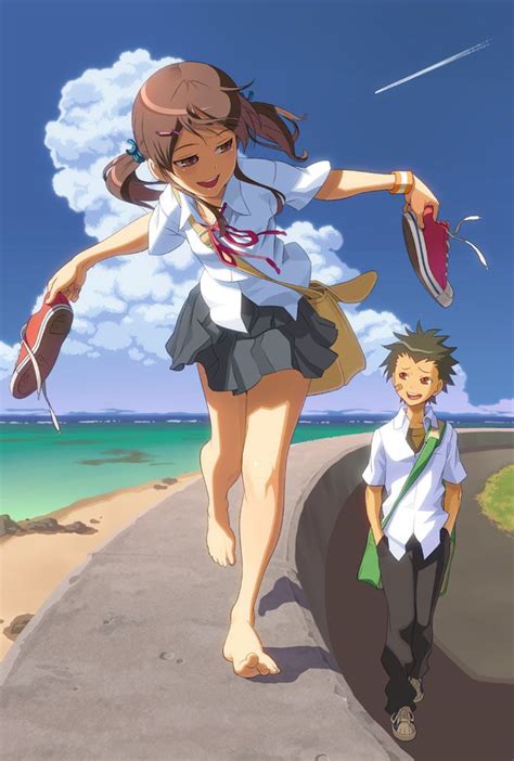 Anime Art Anime School Uniform Summer Beach Twintails