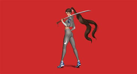 Anime Girl With Sword Wallpaper Hd Minimalist 4k