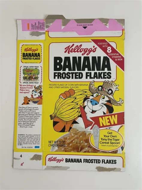 Vtg 1982 Kelloggs New Banana Frosted Flakes Empty Cereal Box Tony