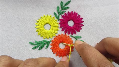 Hand Embroidery Modern Lazy Daisy Stitch Beautiful Flower Embroidery