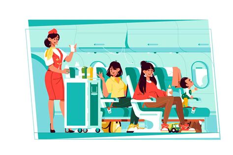 Passengers In Airplane Illustration