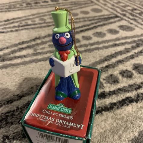 Sesame Street Grover Caroling Muppet Ceramic Collectible Christmas