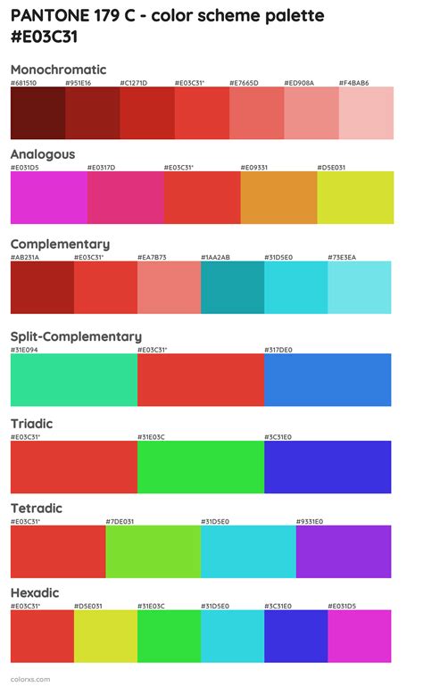 Pantone 179 C Color Palettes And Color Scheme Combinations