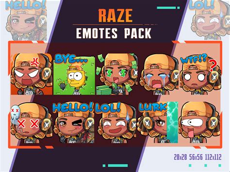 Raze Valorant Emotes Pack Twitch Emote Pack Streamer Emotes Etsy