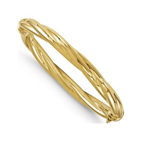 Leslies 14k Yellow Gold Polished Twisted Hinged Bangle Bracelet